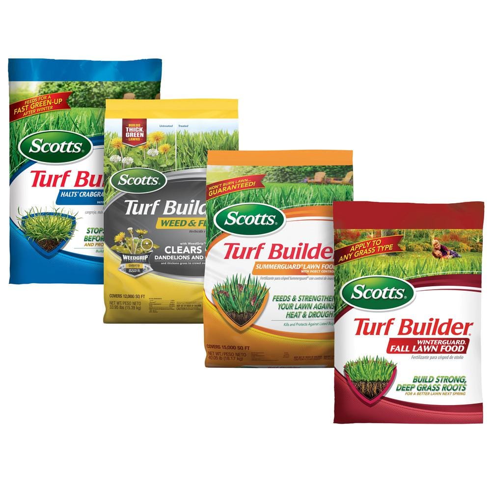 Turf Builder Halts Crabgrass Preventer, Weed and Feed5, SummerGuard and WinterGuard, 4 Bag Bundle, Large Lawns