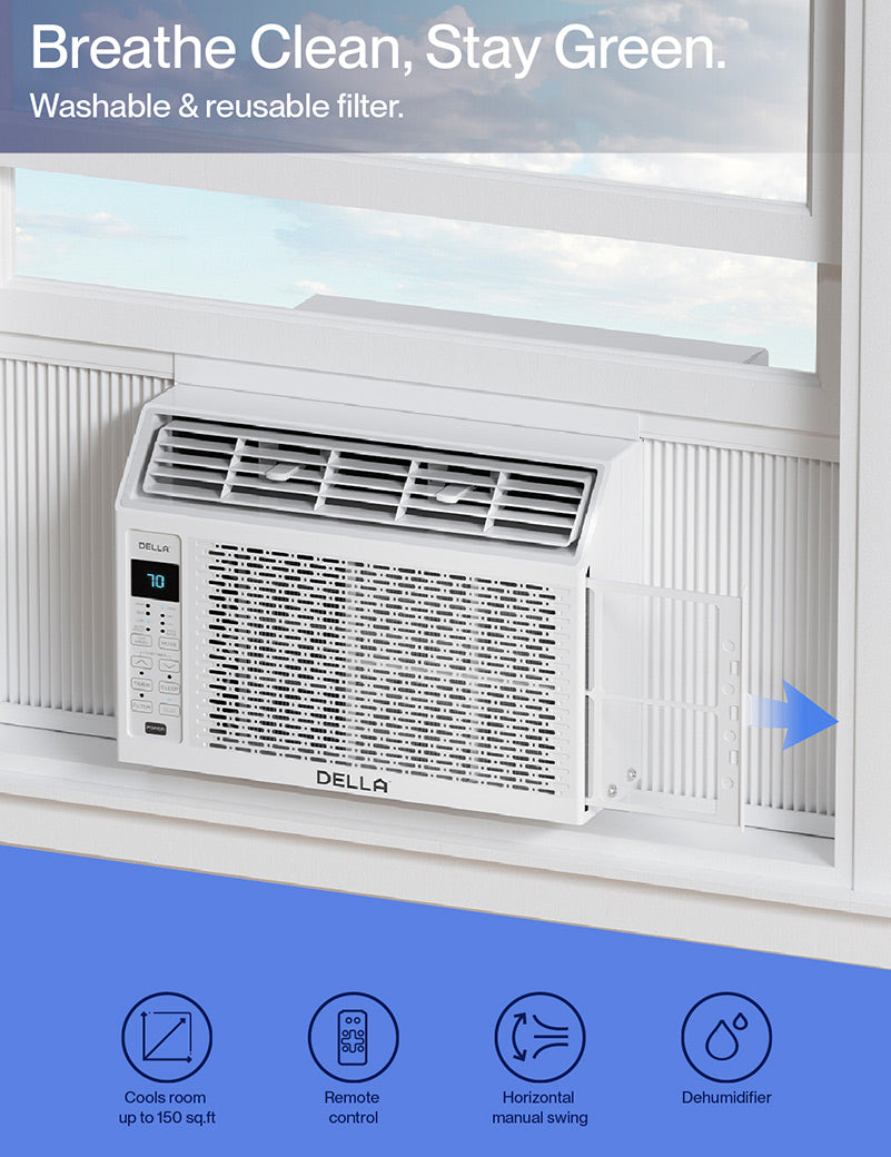 DELLA 5000 BTU Window Air Conditioner with GEO Location Cools Up to 150 detail image