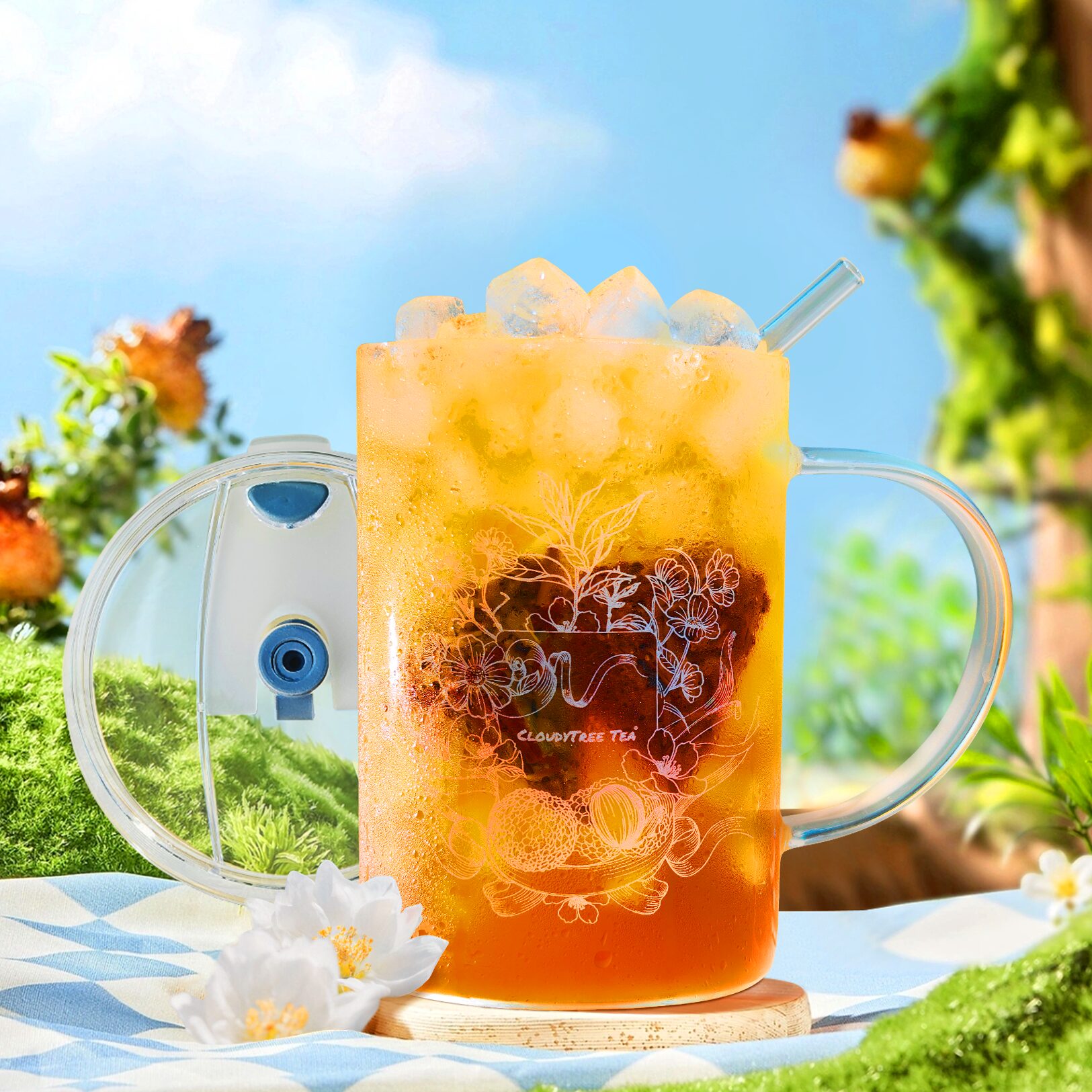 Clear Glass Mug with Straw Lid detail image