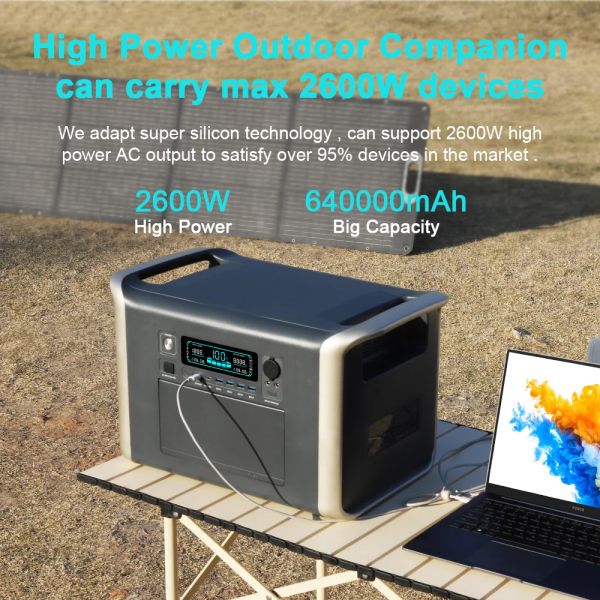 2400W 2000W Camping Station 1000W 500W Portable LiFePo4 Battery Solar Generator AC Power bank Backup Energy Storage
