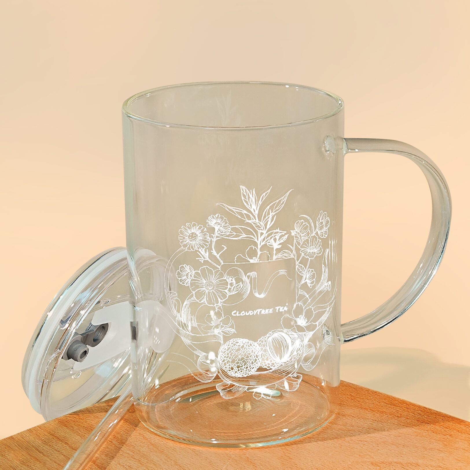 Clear Glass Mug with Straw Lid detail image