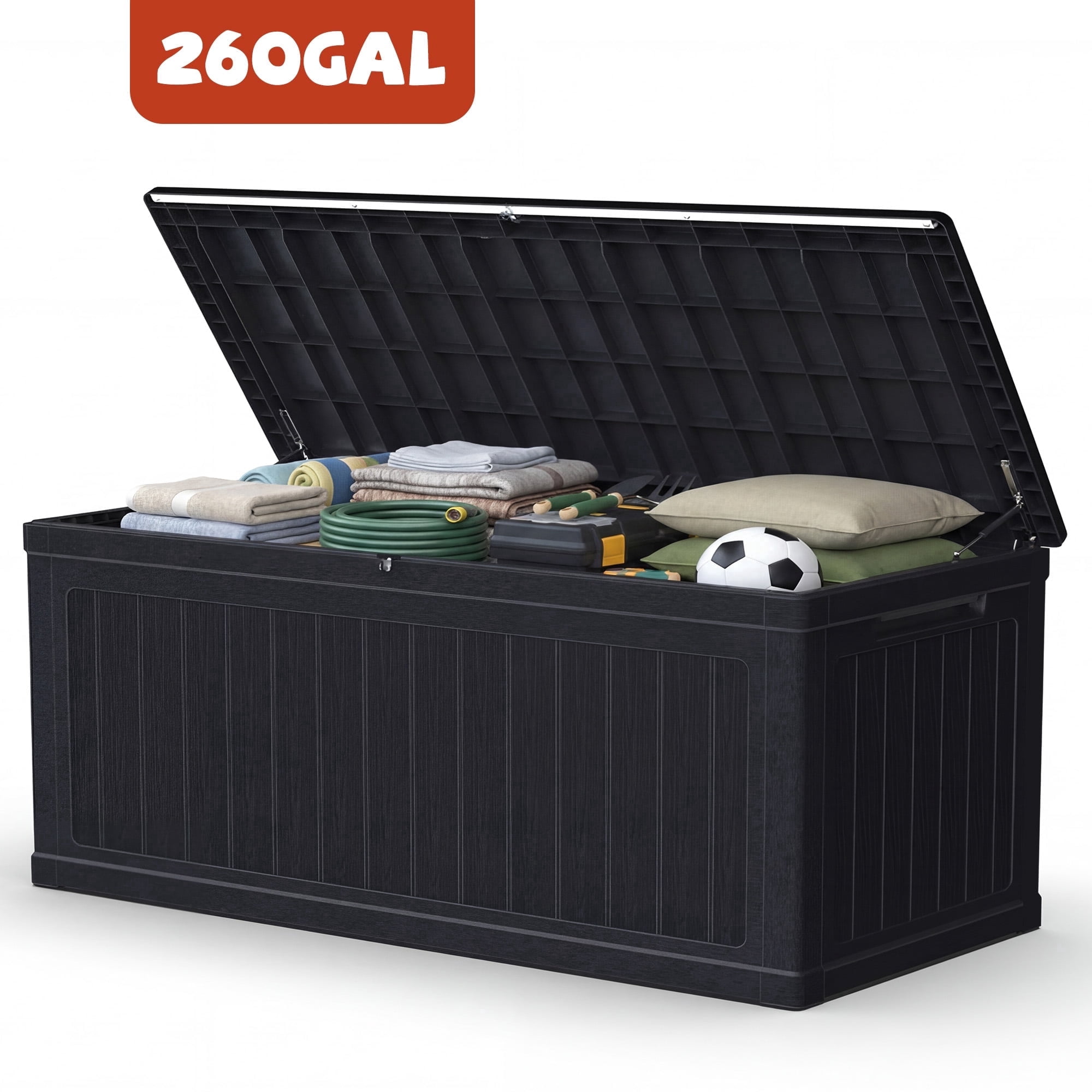 Cirui 260 Gallon Large Deck Box Lockable Resin Outdoor Indoor Storage