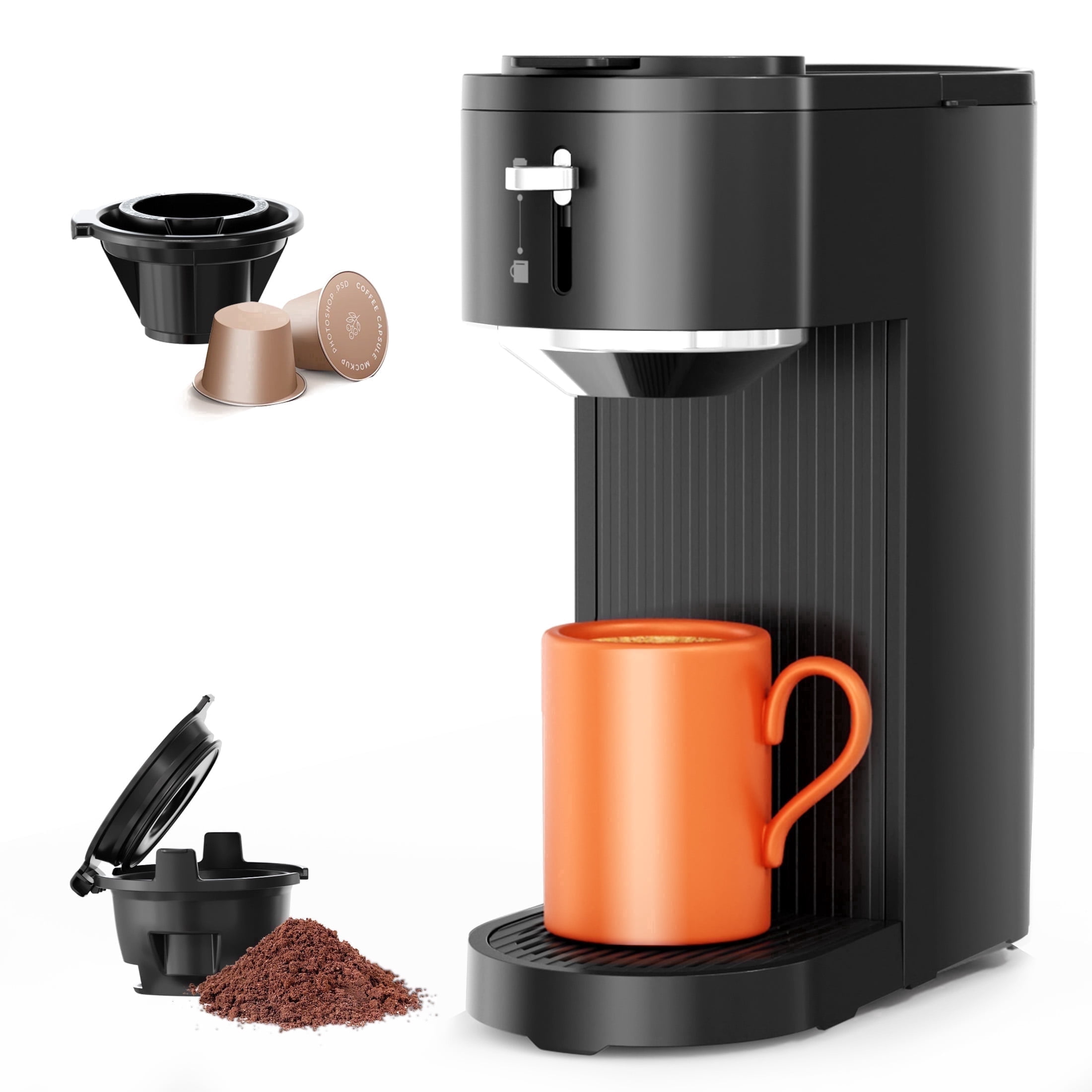 Auseo Single Serve Coffee Maker Capsules & Ground Coffee 6 to 14 oz Brew