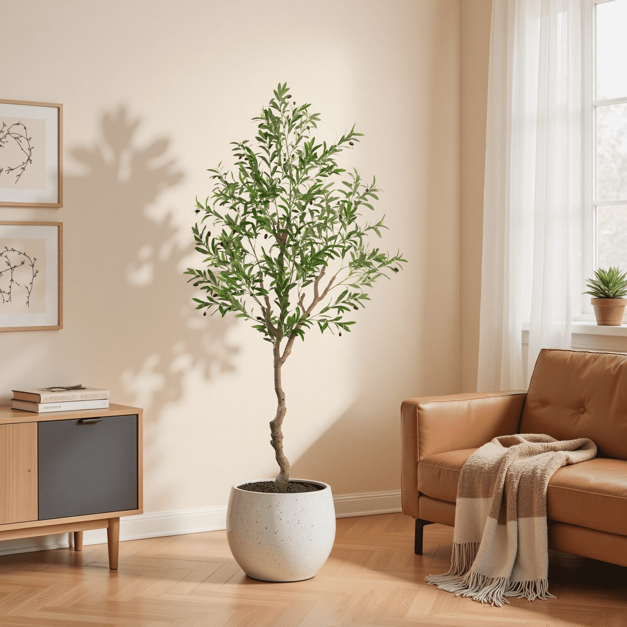 OLIVIVI Artificial Olive Tree Indoor 7FT Tall Faux Olive Tree for Home