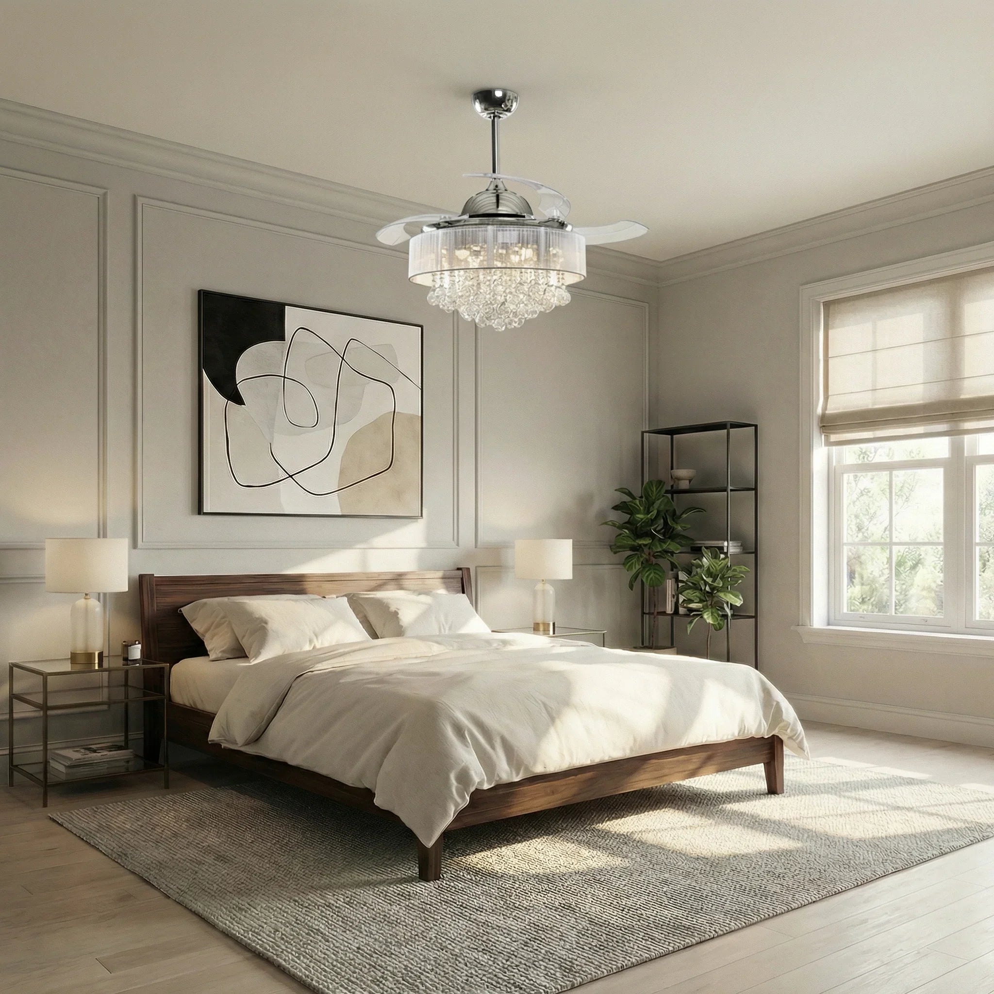 42" Broxburne Smart Fan with LED Light - Chrome detail image