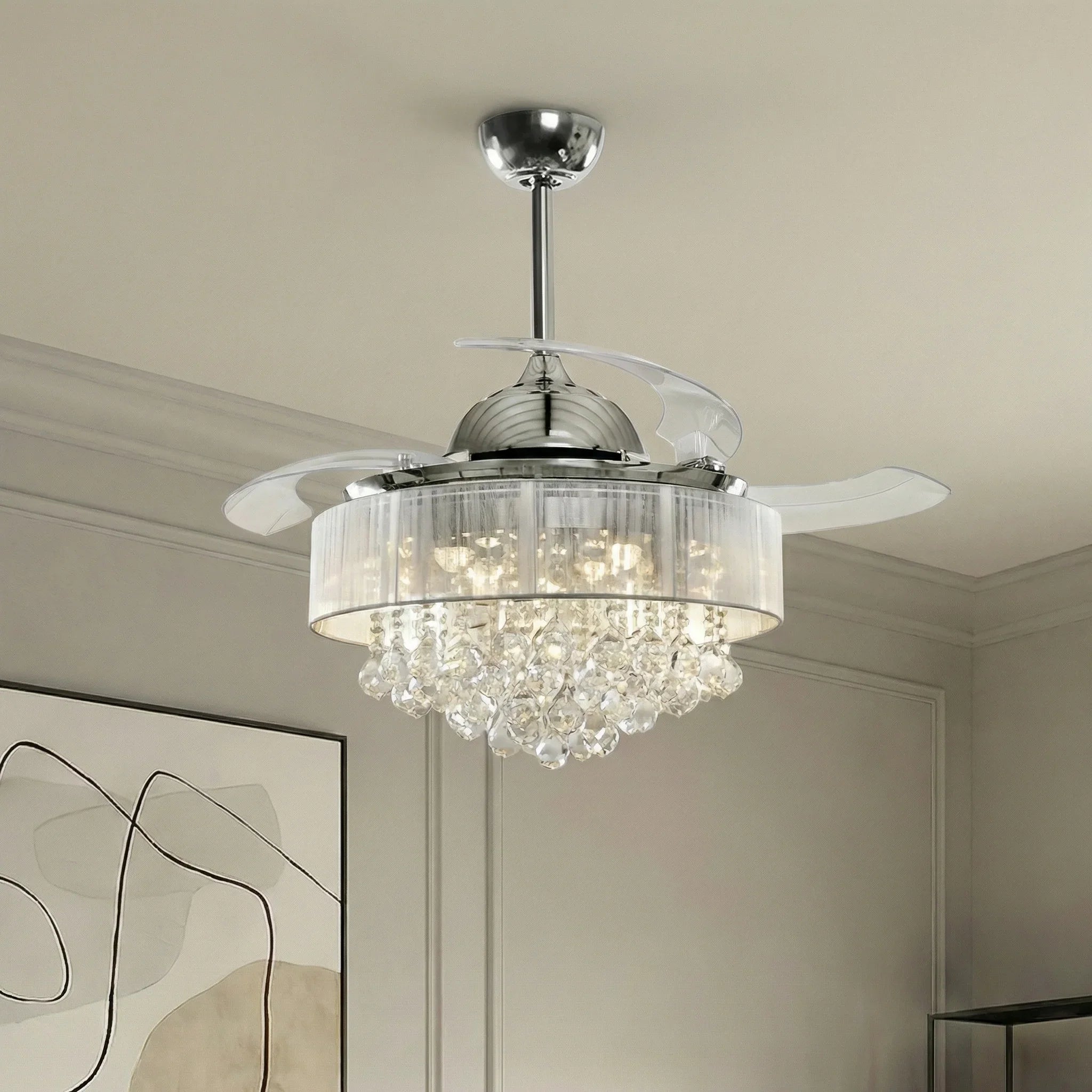 42" Broxburne Smart Fan with LED Light - Chrome detail image