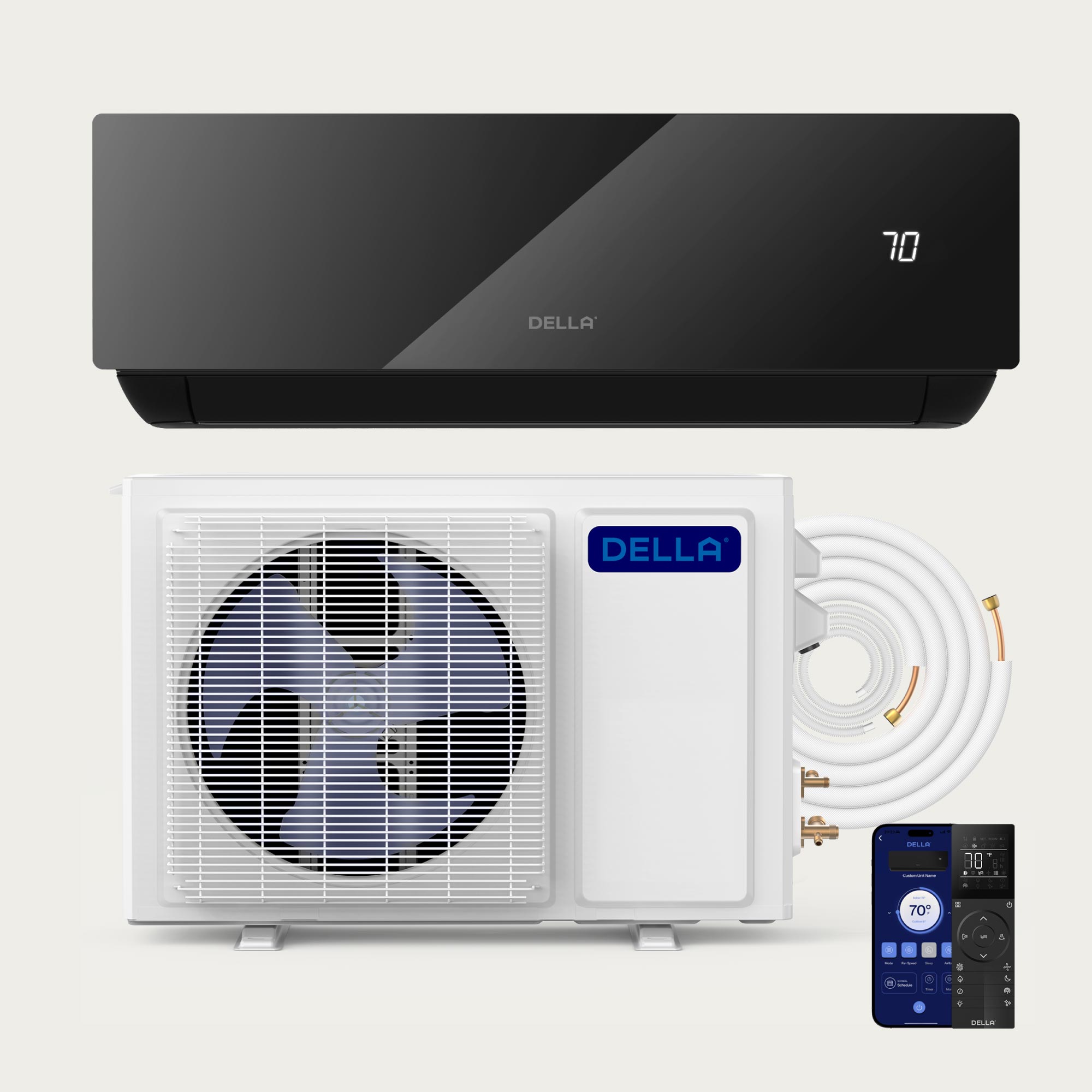 DELLA Umbra Series 12000 BTU 17 SEER2 Mini Split Heat Pump AC - Up