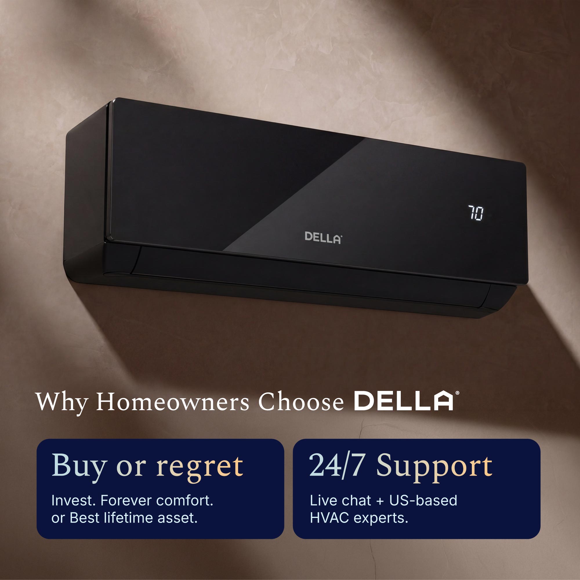 DELLA Umbra Series 12000 BTU 17 SEER2 Mini Split Heat Pump AC - Up detail image