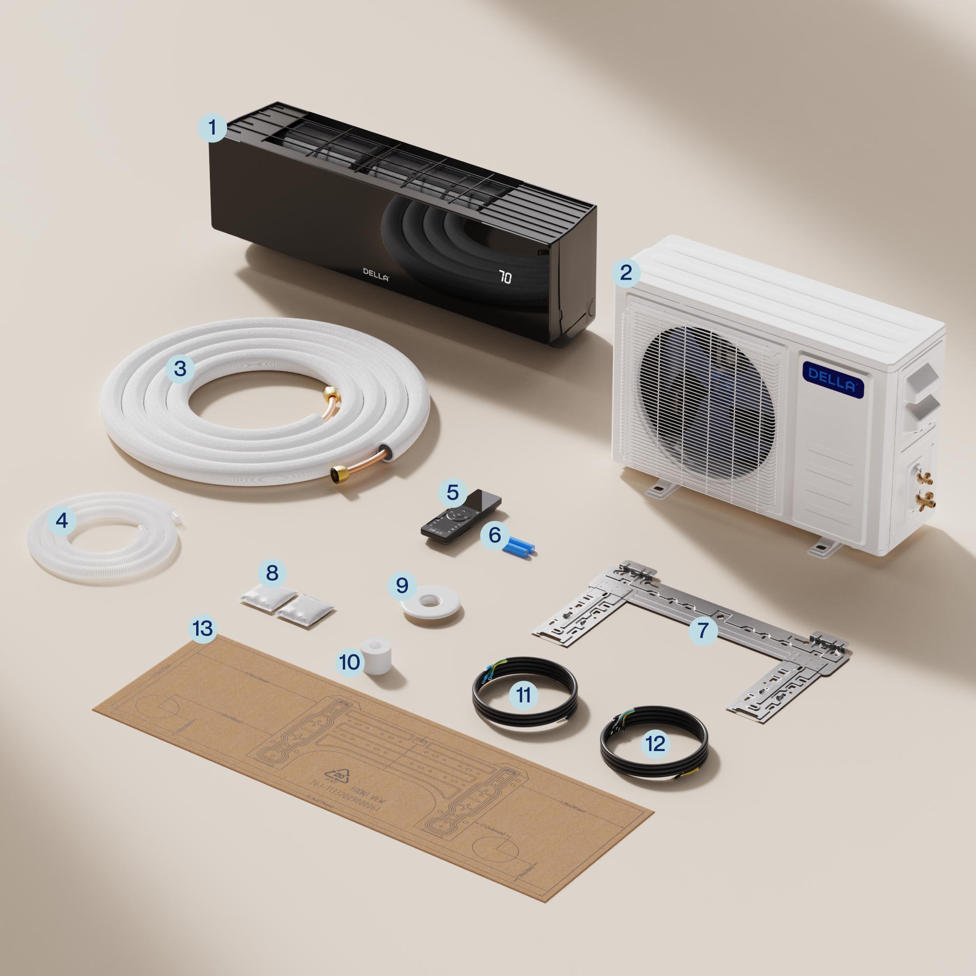 DELLA Umbra Series 12000 BTU 17 SEER2 Mini Split Heat Pump AC - Up detail image