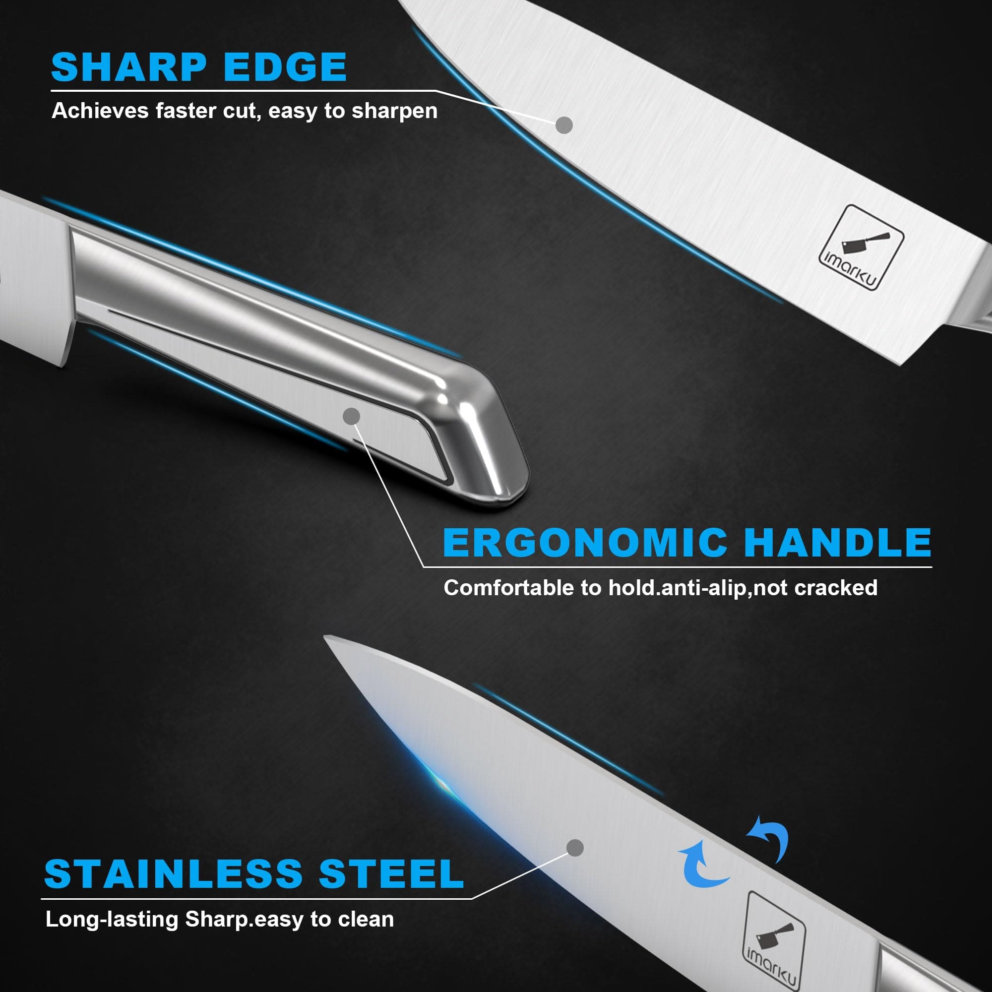 IMARKU 16-Piece Knife Block Set Ultra-Sharp Stainless Steel Kitchen detail image
