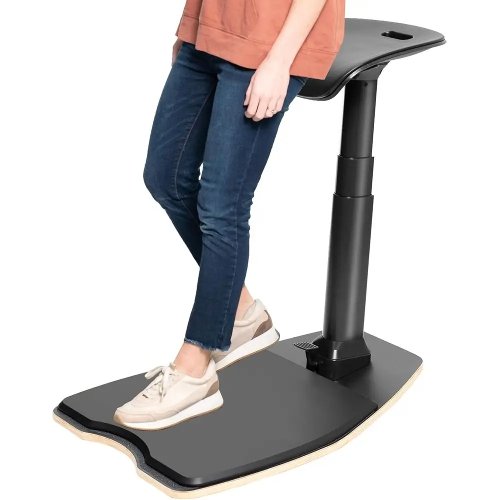 Anti-Fatigue Mat Leaning Perch Chair, Adjustable Ergonomic Stool for Standing Desk, Comfortable Home Office Seat, Black
