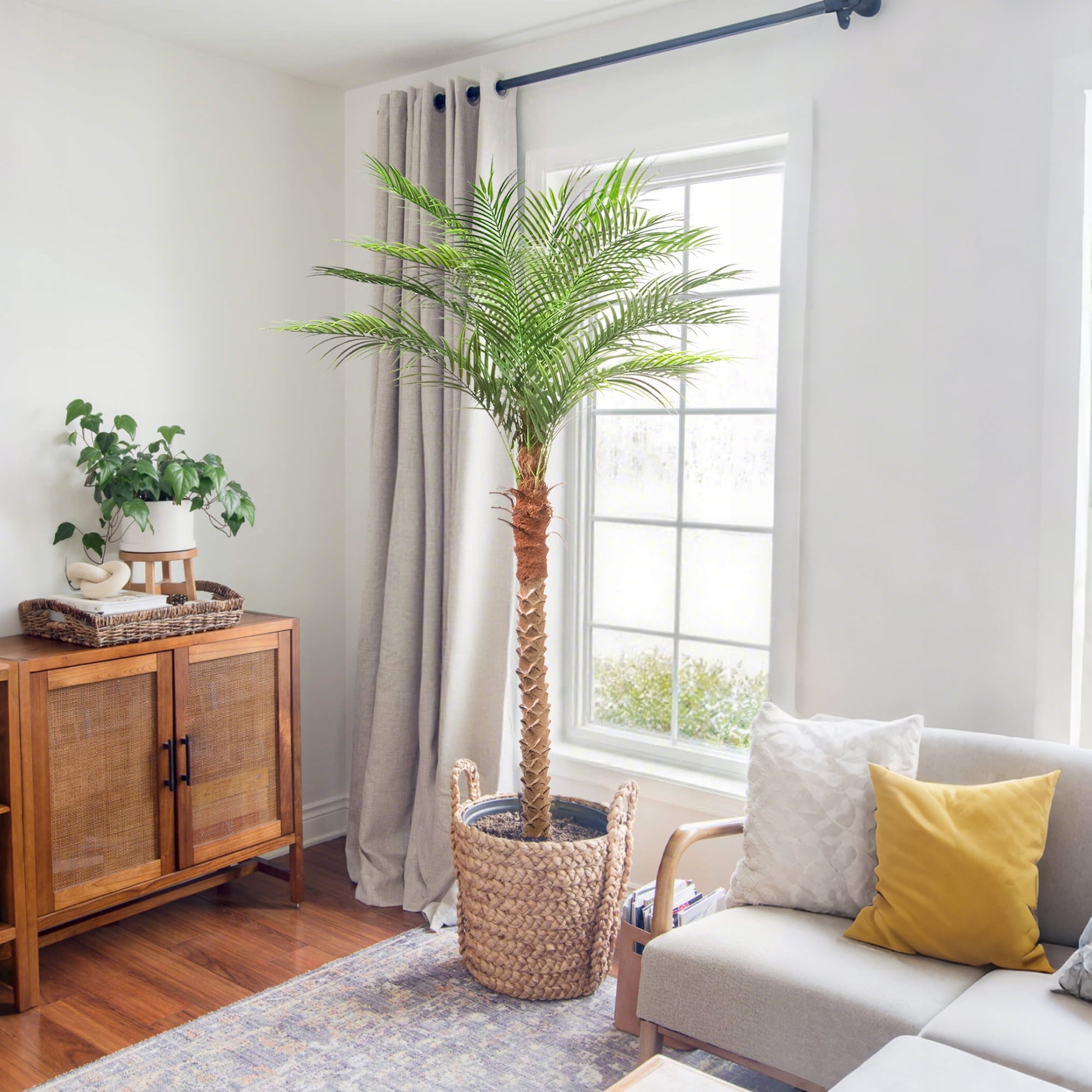 OLIVIVI Faux Palm Tree 7FT Tall Artificial Silk Plant for Home Office