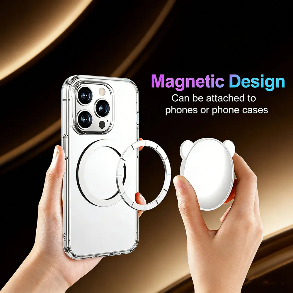  Cute Panda Magnetic Selfie Mirror, Universal MagSafe Compatible, Portable Rear Camera Tool 