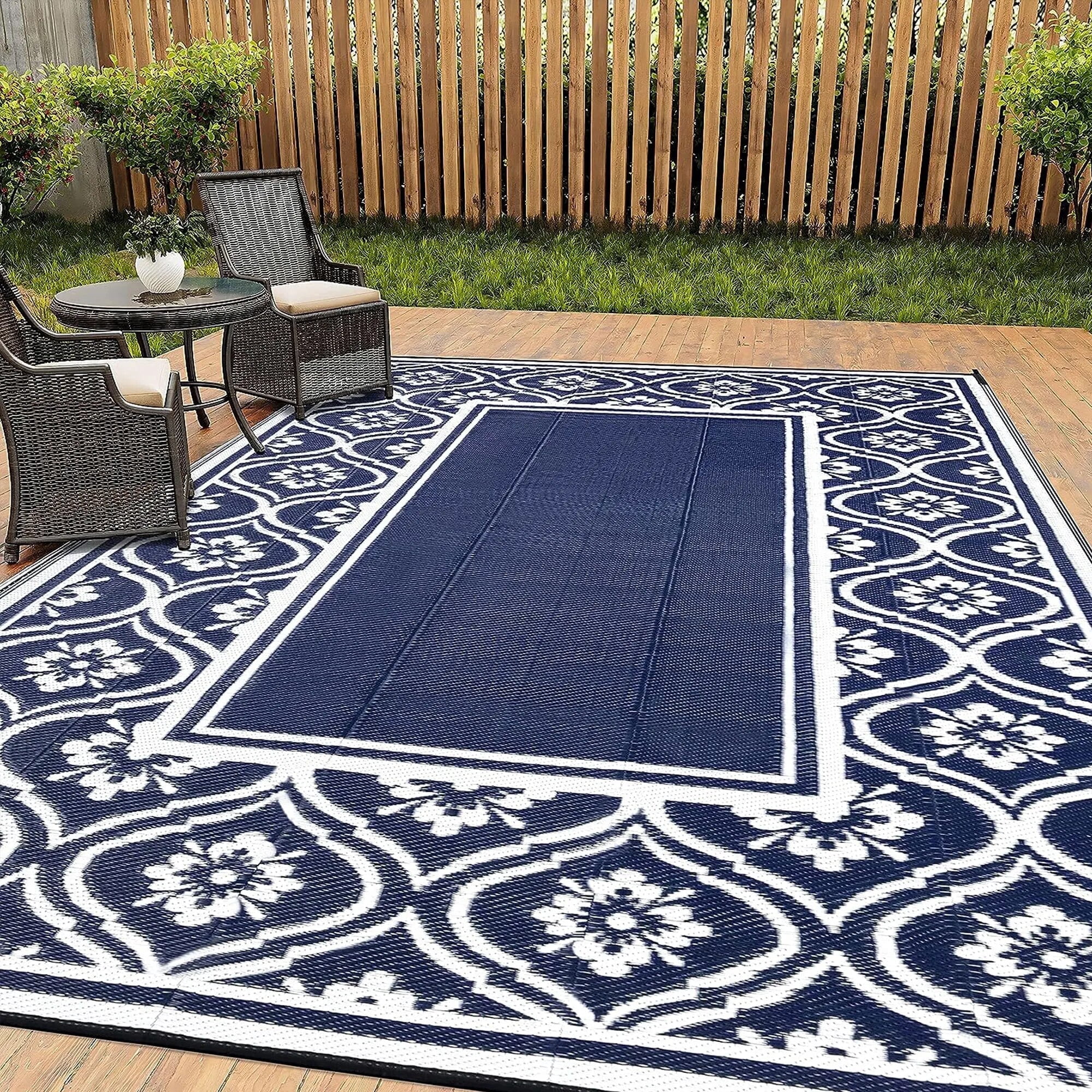 BERTHMEER Outdoor Rugs 9'x12' on Sale Clearance Waterproof Reversible