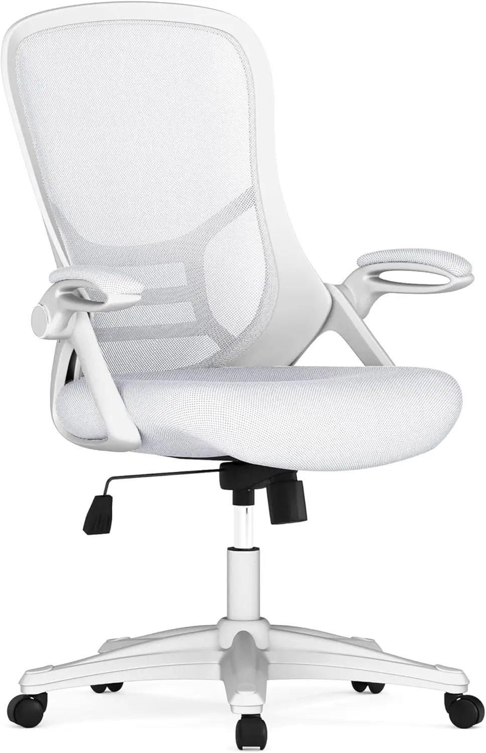 Ergonomic Mesh Office Chair with Adjustable Lumbar Support, Height, and Flip-Up Armrests in White