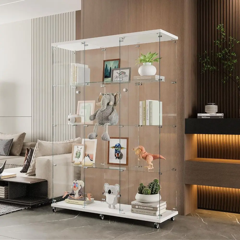 AliExpress 69 Tall Glass Display Cabinet with LED Lights, Storage and Pantry Solutions for Home Office | Black Deal Review