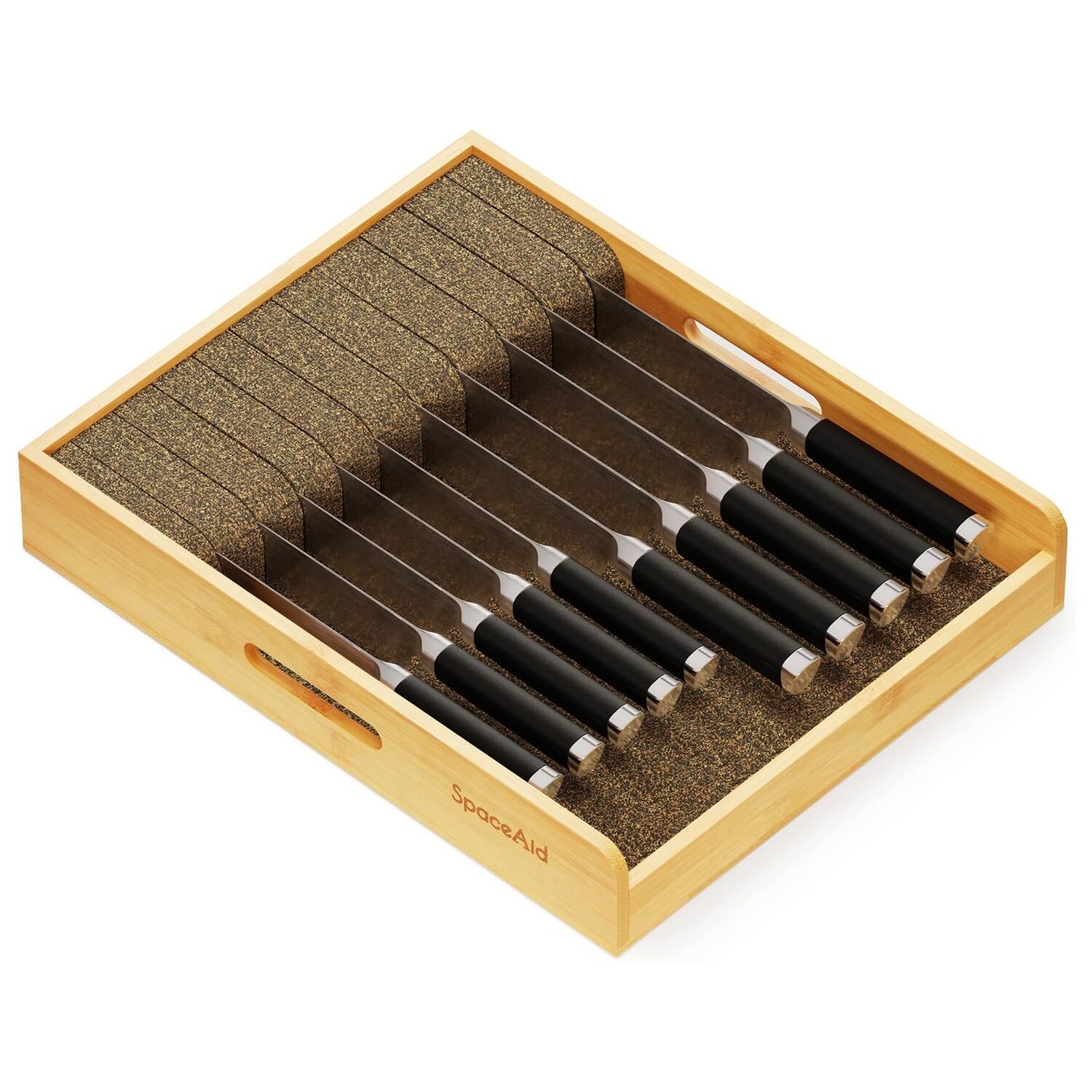 SpaceAid Bamboo In Drawer Knife Organizer Large