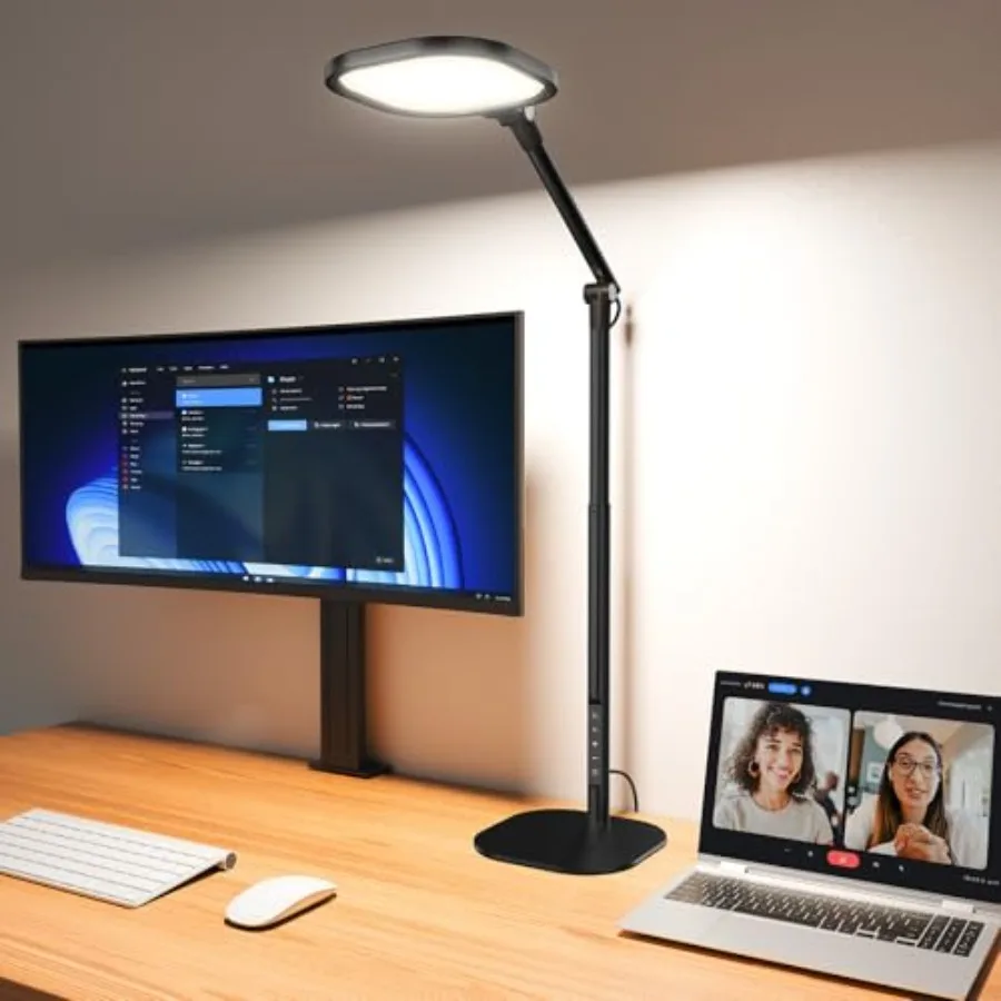 Led Desk Lamps for Home Office with Base Tall Desk Lamp with 50 Light Modes and Memory and Timer Func Computer Light Flexible A