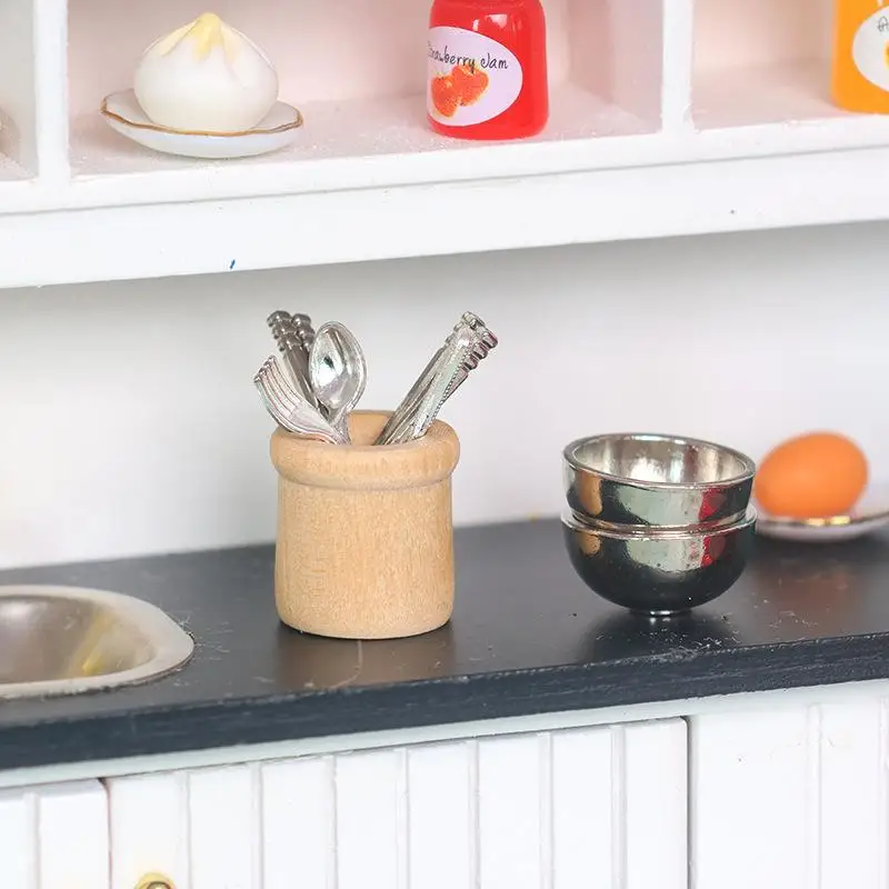 Miniature Kitchen Utensils Set 1:12 Scale Dollhouse Cookware Tools Dollhouse Kitchen Decoration Micro Scene Pretend Play