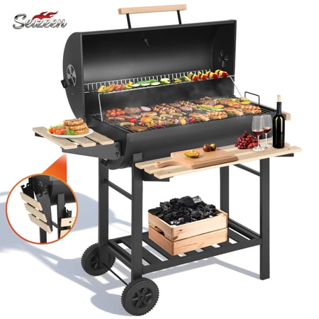Seizeen Charcoal Grill with Thermometer & Large Cooking Space, Smoker Grill, BBQ Grills for Camping & Picnic, Iron, black Setup Guide: What to Buy With It