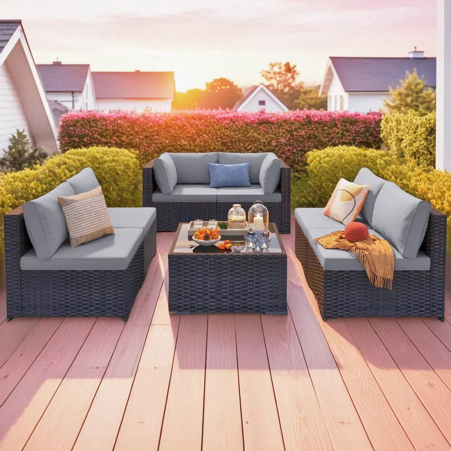 11 Pieces Outdoor Patio Furniture Set for Backyard | Poolside | Porch, Black