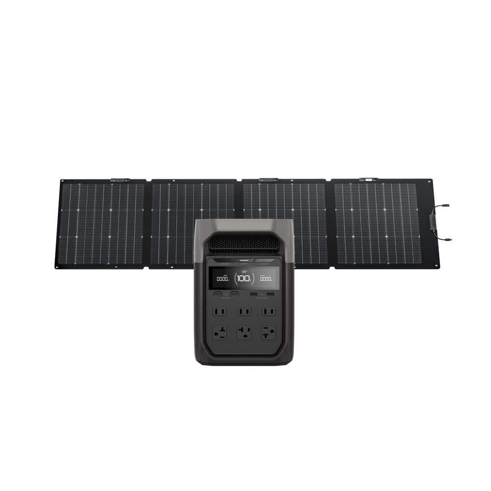1800-Watts DELTA 3 Portable LFP Power Station with 220-Watts Solar Panel, 1024Wh Battery Generator, Push-Button Start