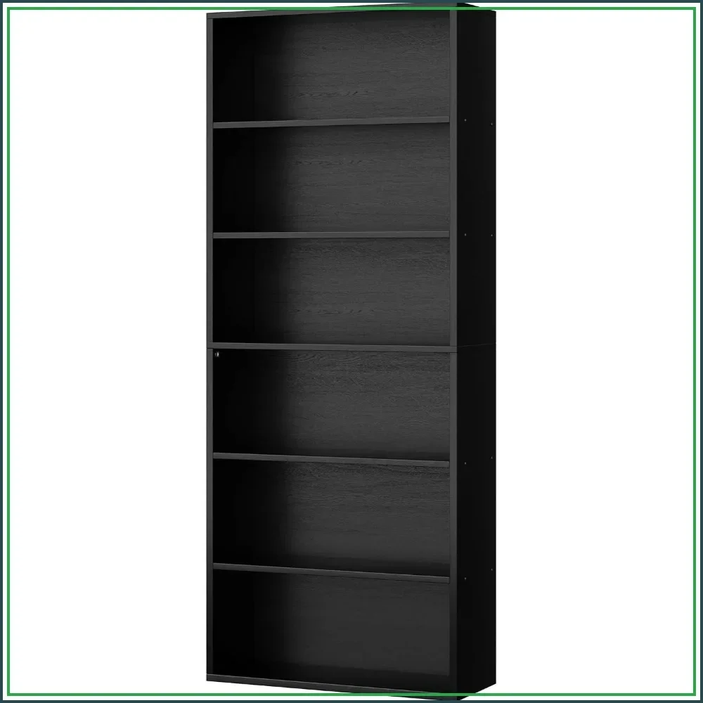 6-Tier Tall Open Bookcase, 70.6" Floor Standing Bookshelf for Living Room, Home Office, Black