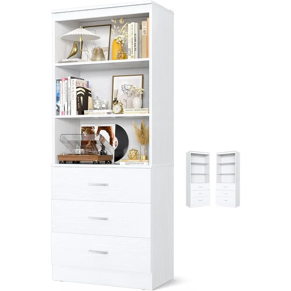 AliExpress 6-Tier White Wooden Bookcase with Open Shelves for Living Room and Home Office Storage Deal Review