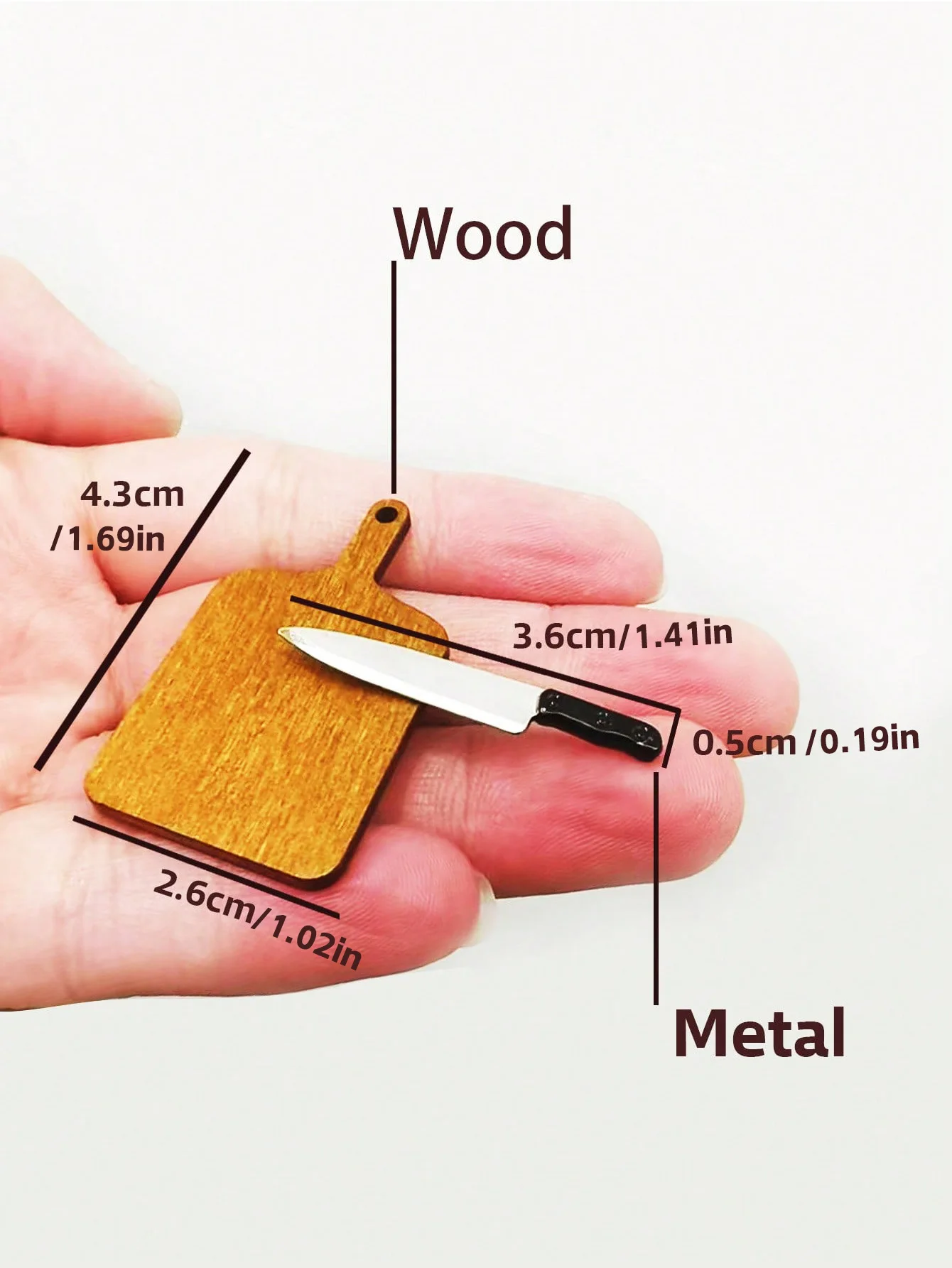 Dollhouse Mini Kitchen Set Cutting Board Fruit Knife Cleaver Model Steak Placemat Miniature Toy for 1:6/1:12 Dollhouse