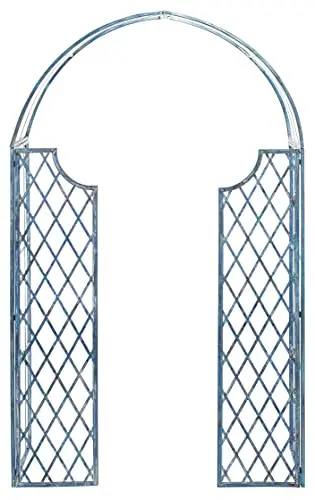AliExpress Mossy Blue Iron Garden Arch With Diamond Lattice Panels For Outdoor Patio Yard And Entryway Decor Deal Review