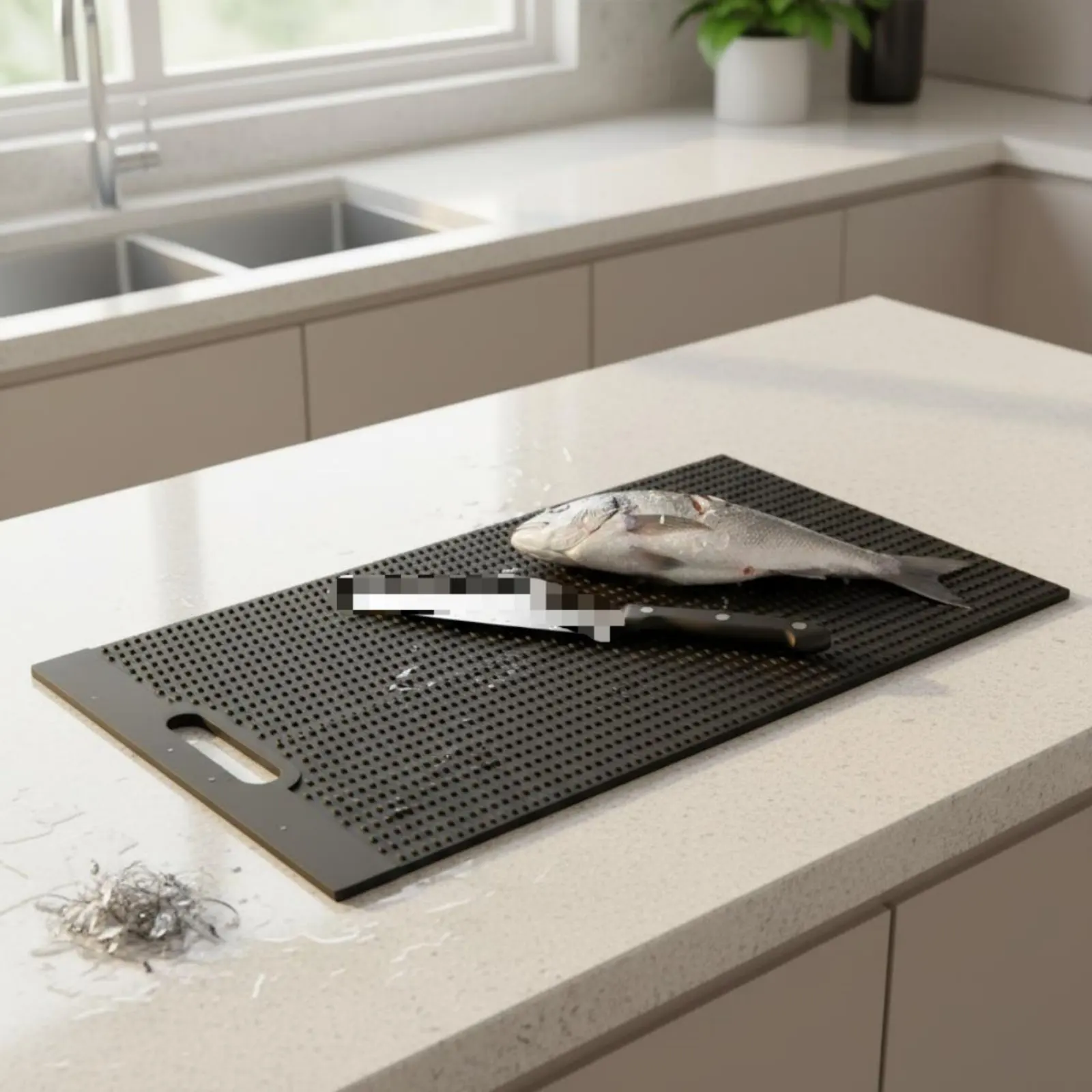 Non-Slip Seafood Cleaning Mat Portable Sturdy Duty Seafood Processing Mat Non-Slip Filleting Board Rollable Kitchen Tool