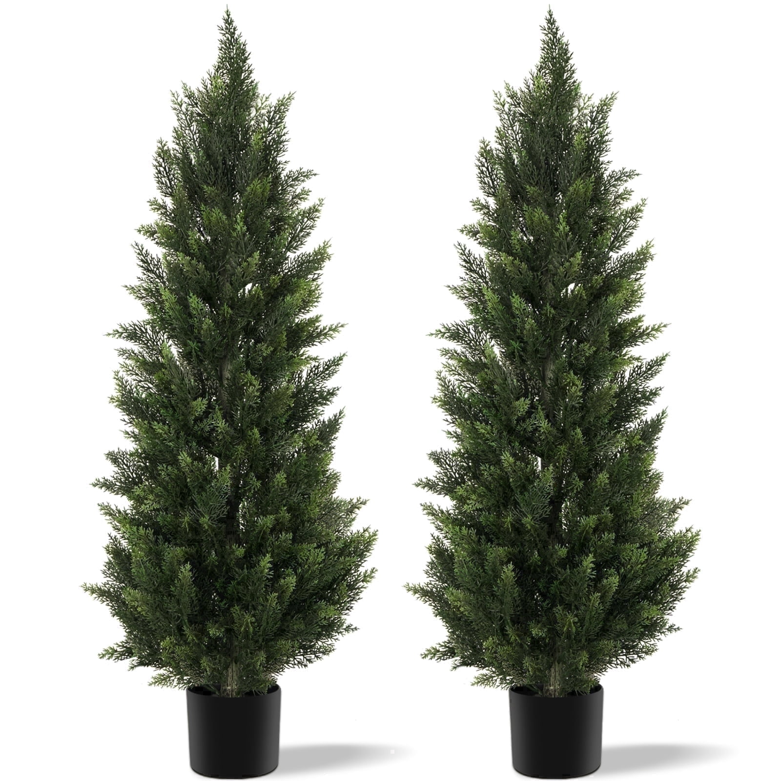 Oli & Vivi OLIVIVI Artificial Cedar Tree 4FT Tall Faux Plant for Home Office Decor Indoor Outdoor Fake Lifelike Potted Tree with Wood Branches 2 pack Review