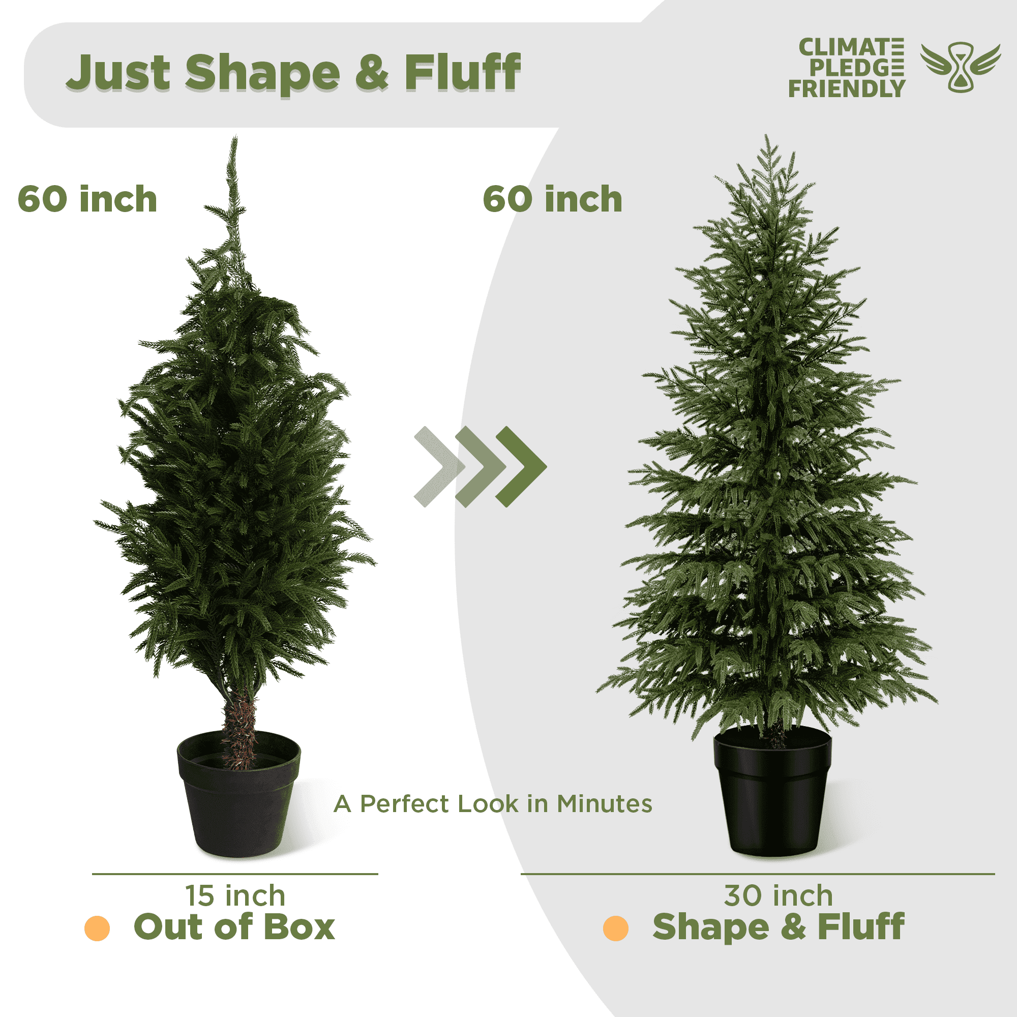 OLIVIVI Artificial Norfolk Pine Tree 6FT Tall Faux Silk Plant for Home Office Decor Indoor Outdoor Fake Lifelike Potted Plant with Wood Branches 1 pack