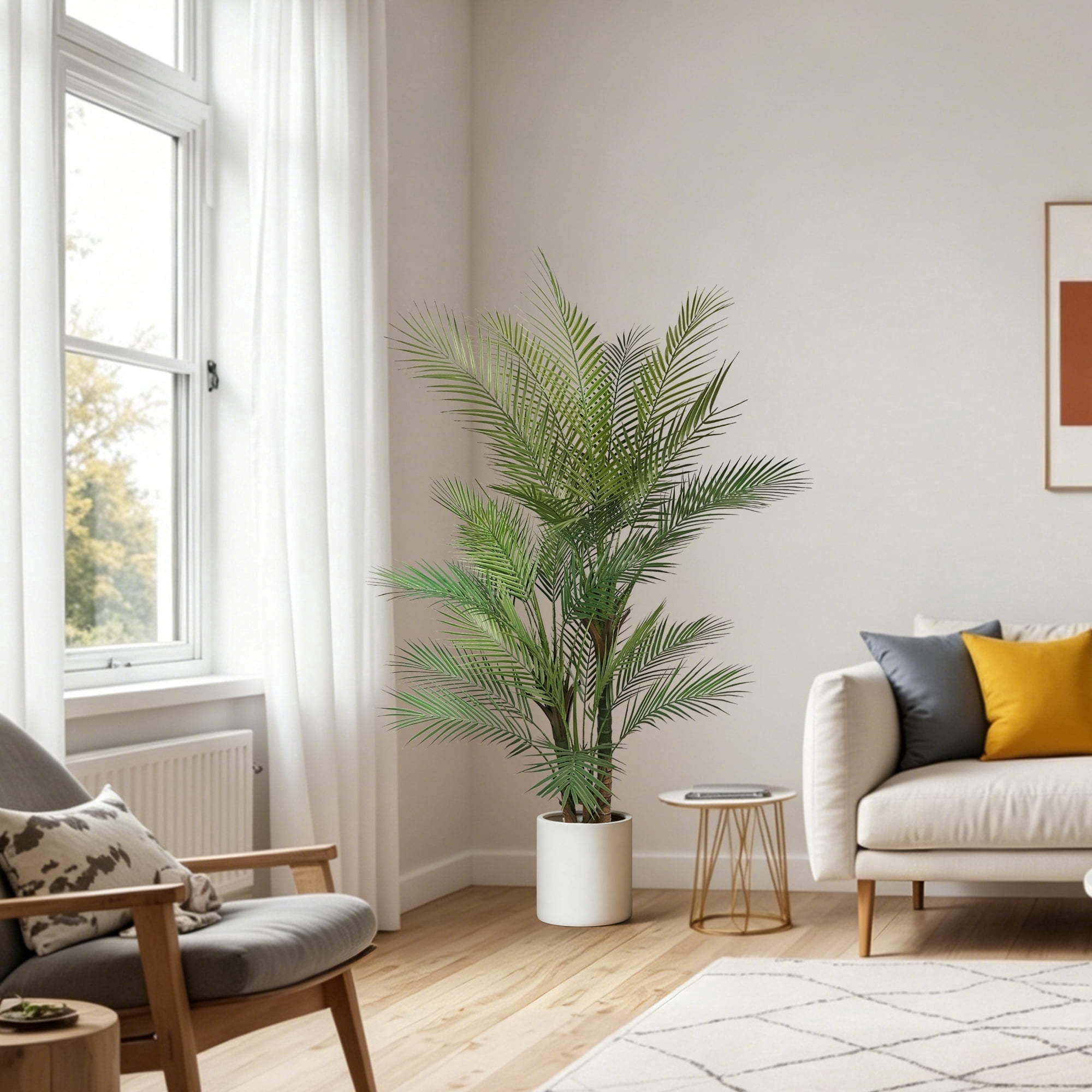 Oli & Vivi OLIVIVI Artificial Palm Tree 5FT Tall Faux Plant for Home Office Decor Indoor Outdoor Fake Lifelike Potted Plant with Branches 1 pack Review