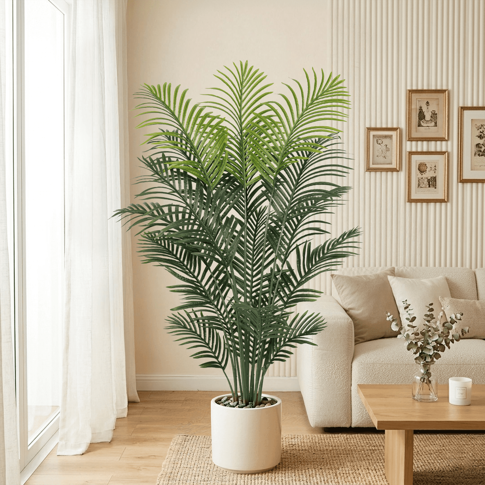 OLIVIVI Artificial Palm Tree 5FT Tall Faux Silk Plant for Home Office Decor Indoor Outdoor Fake Lifelike Potted Plant with Wood Branches 1 pack Review