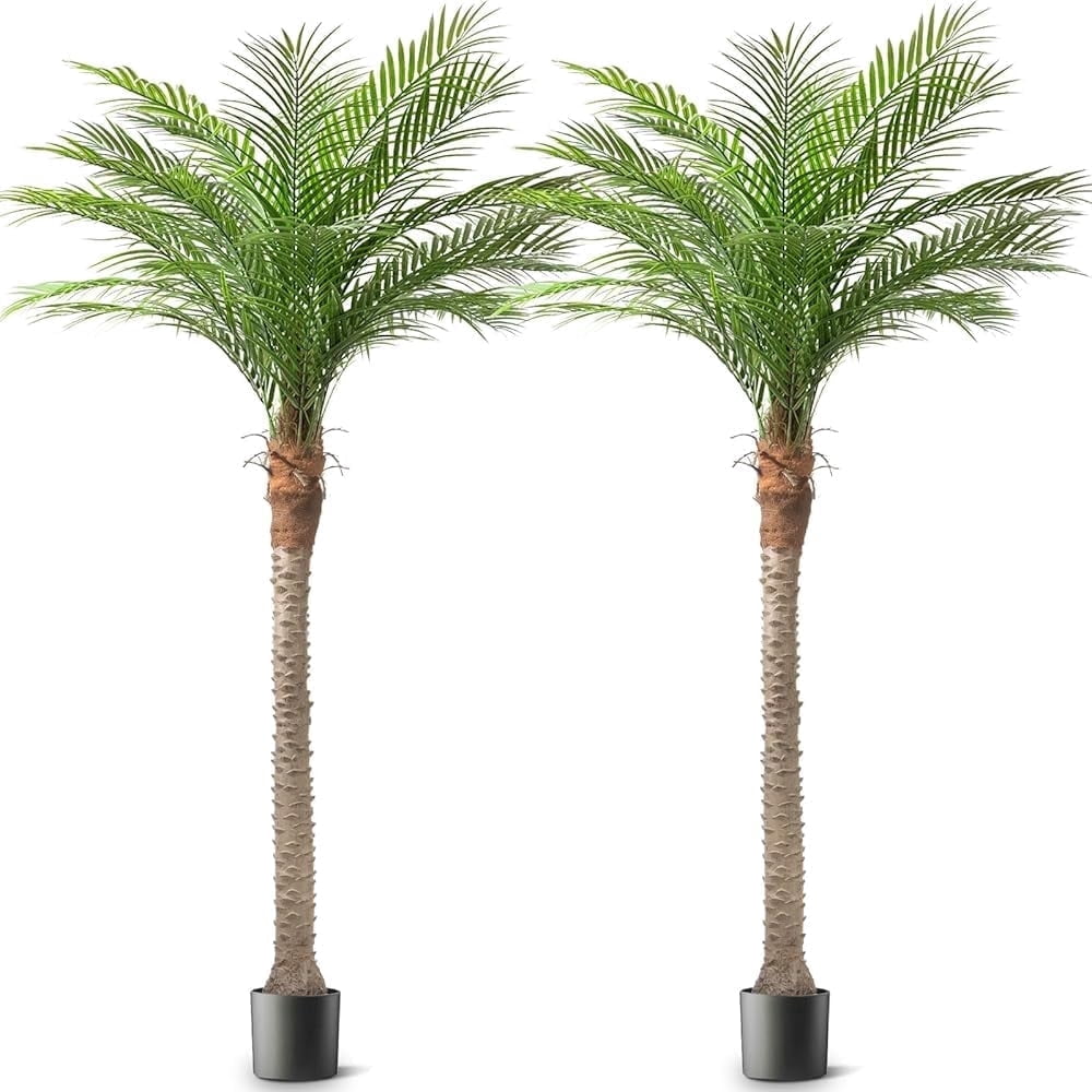 OLIVIVI Faux Palm Tree 8FT Tall Faux Artificial Plant for Home Office Decor Indoor Outdoor Fake Lifelike Potted Tree with Wood Branches 2 pack