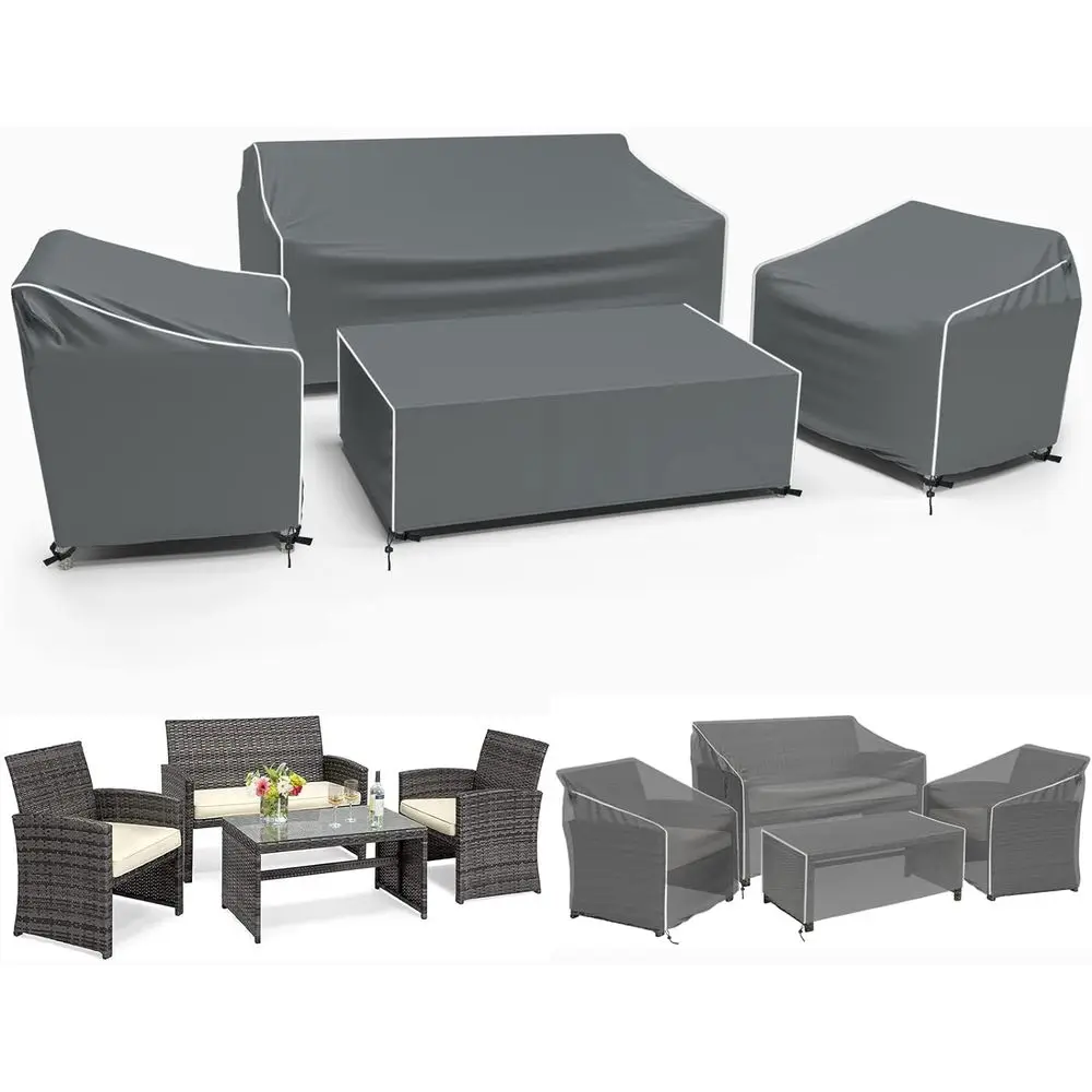 AliExpress Patio Furniture Covers, 4-Piece Outdoor Furniture Cover Waterproof or Patio Loveseat, Chair and Coffee Table, Grey Deal Review