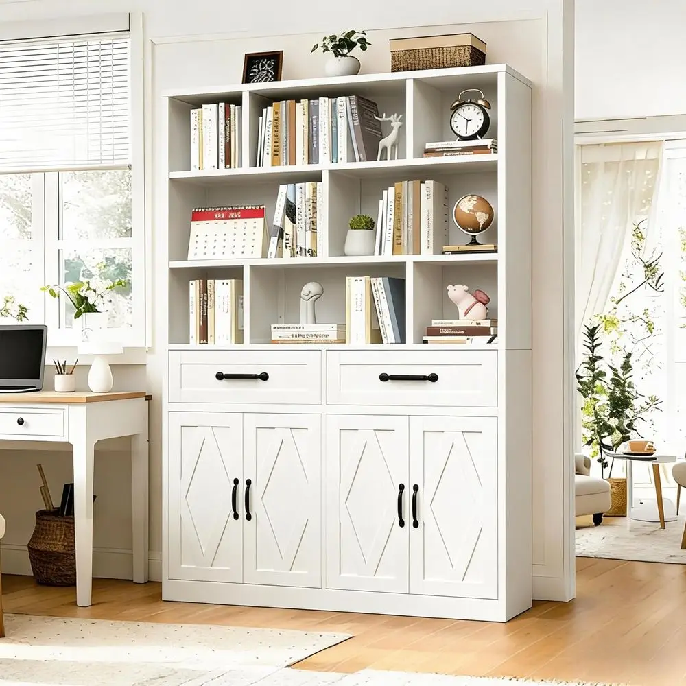 AliExpress Sturdy Metal Tall Bookcase with Cabinet, 48 Wide Shelving Unit for Home or Office Living Room Deal Review