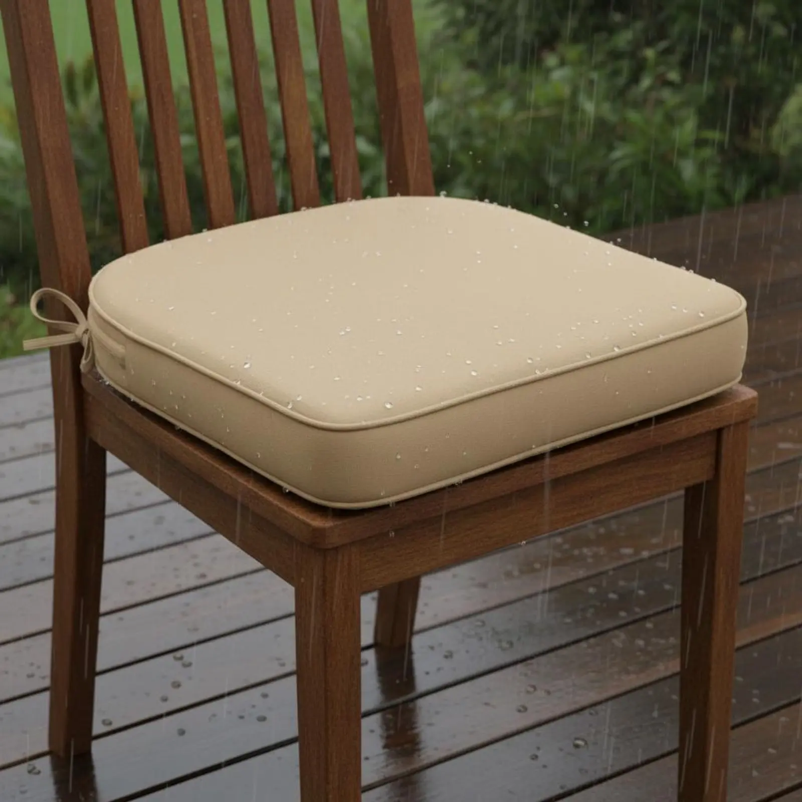 Waterproof Patio Seat Pad Supportive Firm Support Foam Pad Foam Patio Chair Pad Easy to Clean Dining Chair Pad with Ties