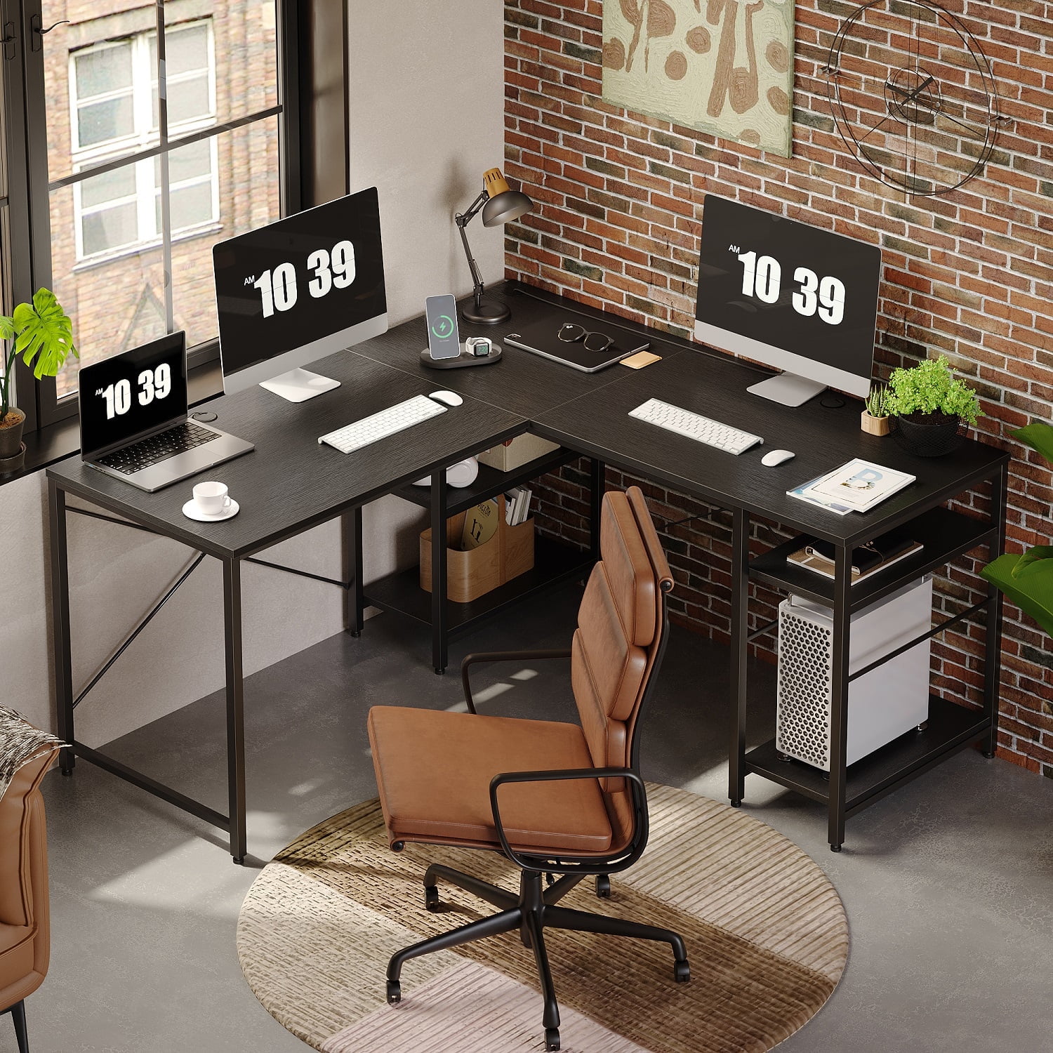 Bestier Farmhouse Executive Desk with Drawers, 59" Wood Computer Desk with Charging Station, Home Office Desk with Keyboard Tray & Monitor Stand，File Cabinet Sturdy Desk for Work Study, Gra Review