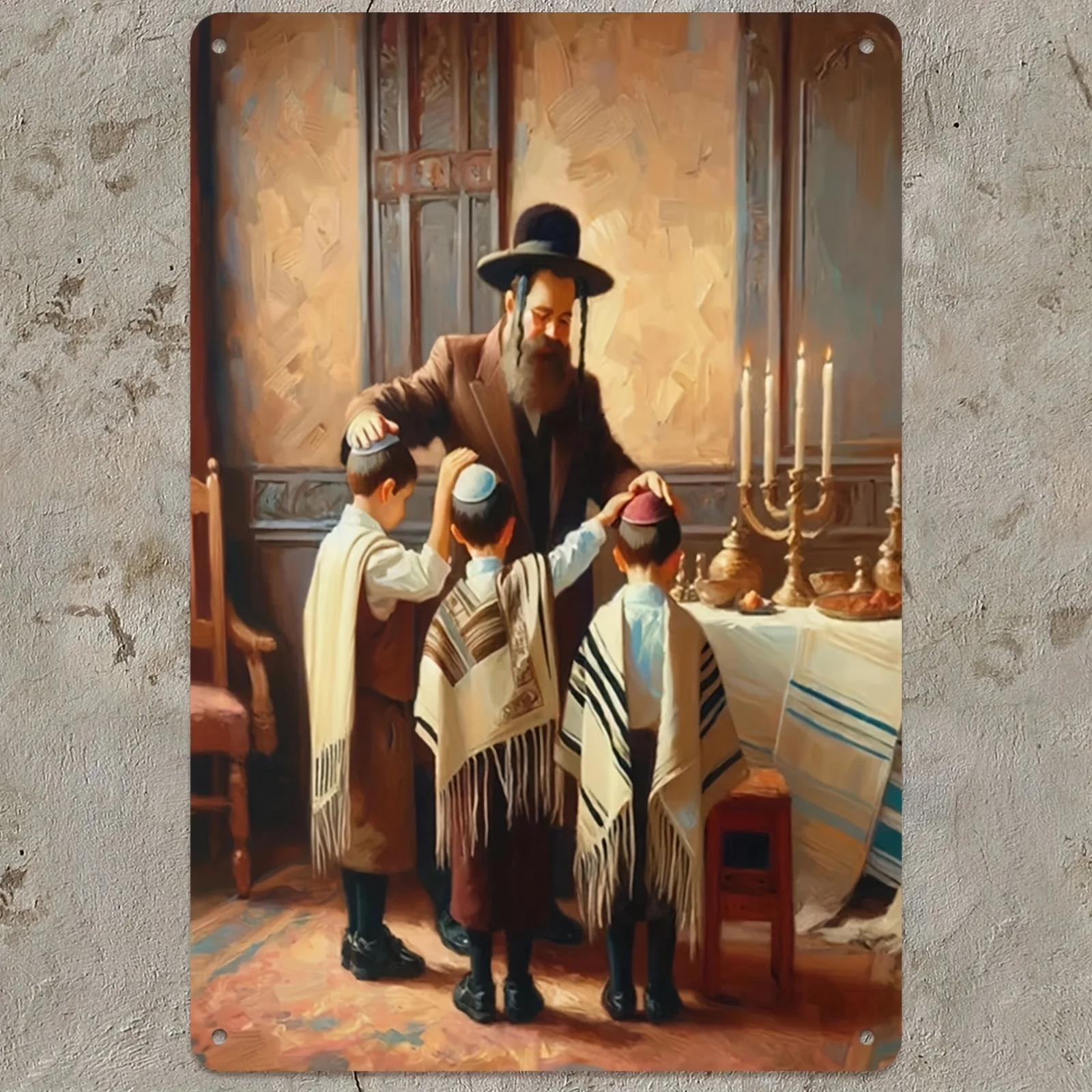 CIFBUY Classic Jewish Blessing Aluminum Wall Art 8x8 Inch Waterproof Metal Sign for Home Office Decor