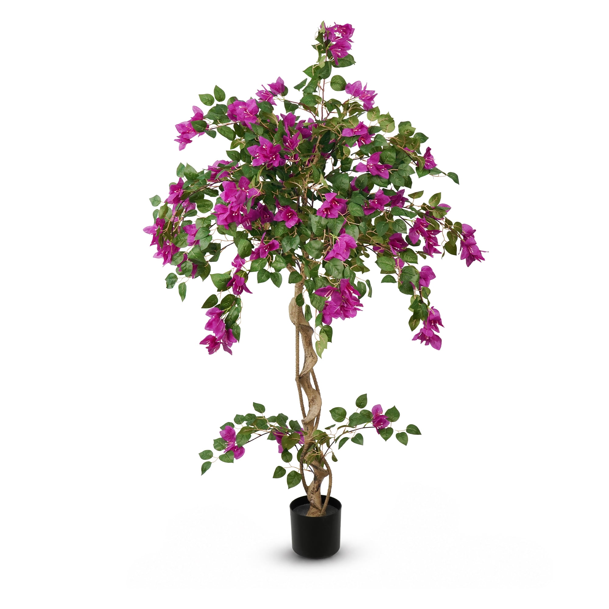 OLIVIVI Faux Bougainvillea Flowers Tree 5FT Tall 1 Pack Artificial Purple Flowers Plant for Home Office Decor Indoor Outdoor Fake Lifelike Potted Tree with Wood Branches 1 Pack
