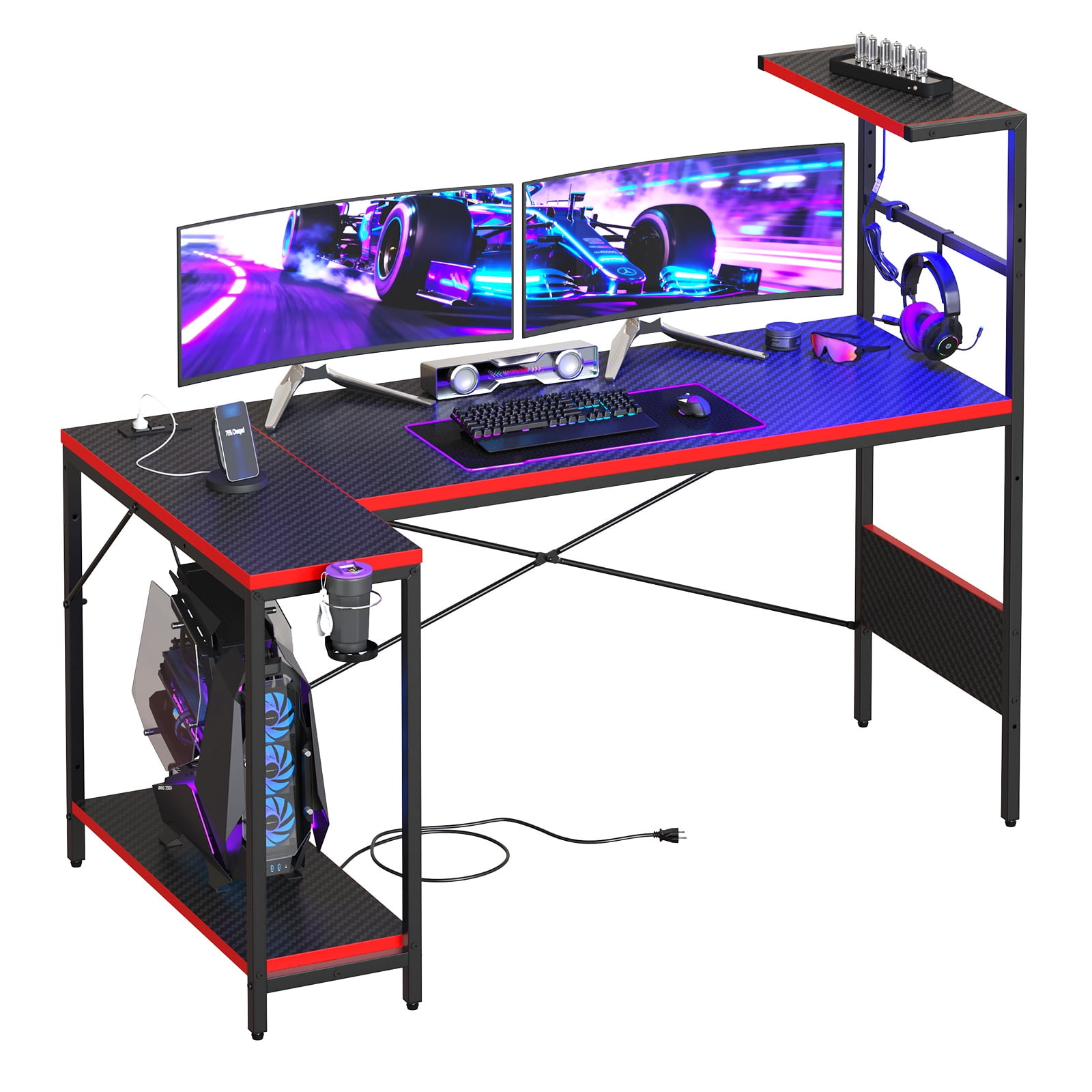 Bestier Farmhouse Executive Desk with Drawers, 59″ Wood Computer Desk with Charging Station, Home Office Desk with Keyboard Tray & Monitor Stand，File Cabinet Sturdy Desk for Work Study, Gra Review