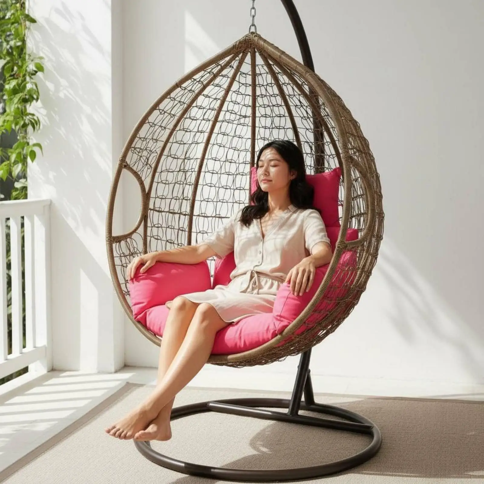 Removable Cushion Cover for Egg Chair Ergonomic Seat Pad Outdoor Patio Chair Rattan Lounger Sofa Comfort